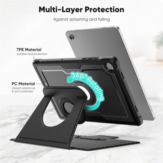 Hybrid Flip Cover Περιστρεφόμενη Ανθεκτική Μαύρη (Galaxy Tab A11+ / Galaxy Tab A9+)