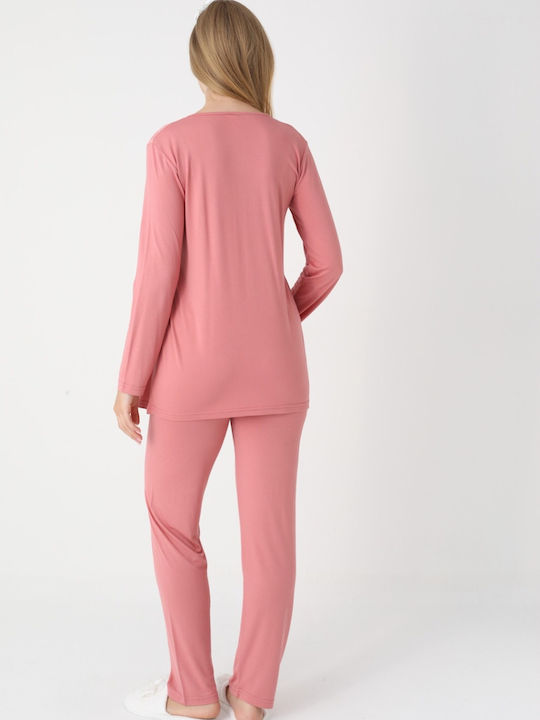 erdeniz Pyjama mit Morgenmantel Schwangerschaft & Stillen Salmon