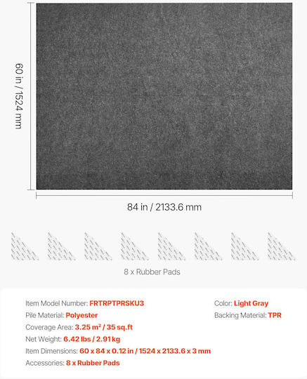 Vevor Προστατευτικό Δαπέδου Γραφείου 213x152cm TPRDTD57FT01YBLT2001V0