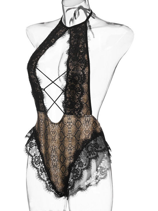 Bodysuit Sexy Provocatorie Spate Deschis Decupaje Erotice Dantelă Fină Imprimeu Animalier