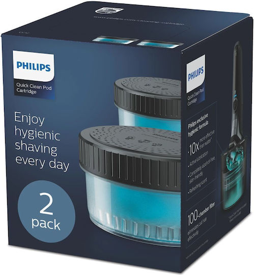 Philips Quick Clean Pod Cartridge Ανταλλακτικές Θήκες Καθαρισμού Ξυριστικής Υγιεινό Ξύρισμα & Βαθύ Καθαρισμό 2 Τεμάχια Cc12/50