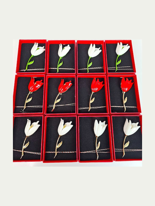 Velve Set Pins Blume Weiß