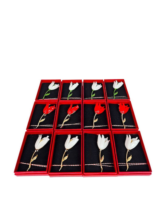 Velve Set Pins Blume Weiß