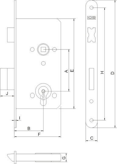 Lob Mortise Lock 72x60mm Cylinder Z76b