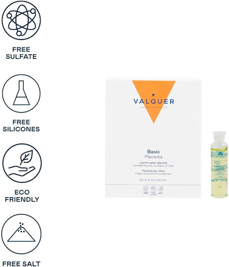 Valquer Basic Placenta Αμπούλες Μαλλιών κατά της Πιτυρίδας 12x15ml