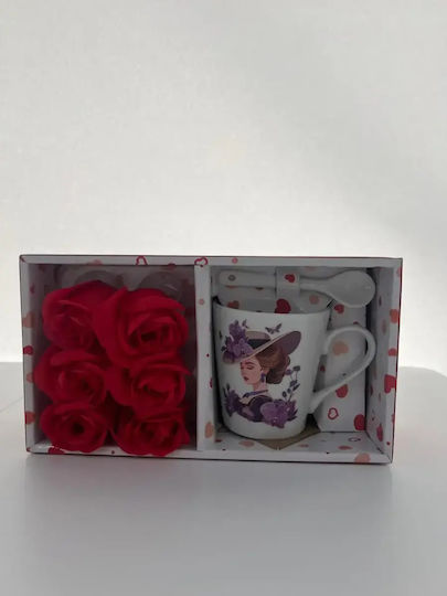Red Gift Box Transparent Lid Includes 6 Red Roses