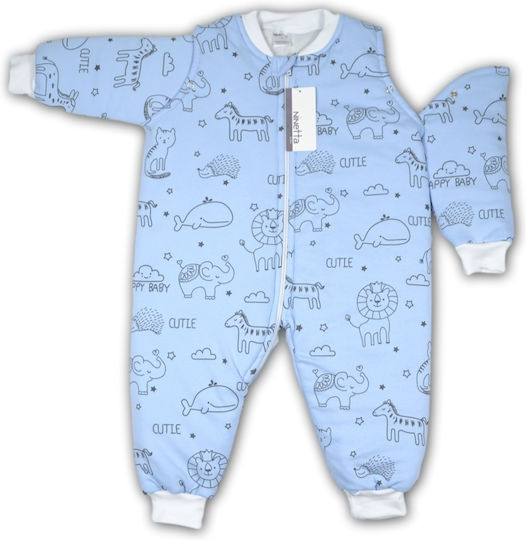 Ninetta Bebe Winter Sleeping Bag with Feet 2.5 Tog Light Blue with Detachable Sleeves