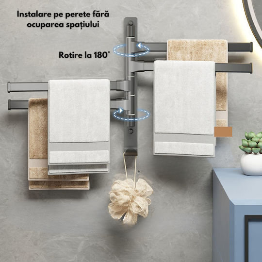 Inco Поставка за дрехи Баня 4 Места ​30x34см Inox Сив