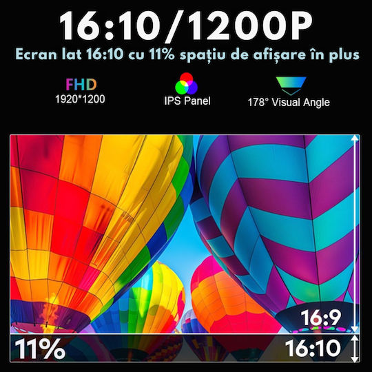 Monitor Portabil Extensibil Triplu Laptop Qova Ecran Quad 16 Inch 3 Ips 16:10 Ecrane Full Hd 1200p Pliabil Rotativ 360° Compatibil Windows Macbook Suport Reglabil Compatibil Laptopuri 12"-18,5" Srgb 100% Geantă Inclusă