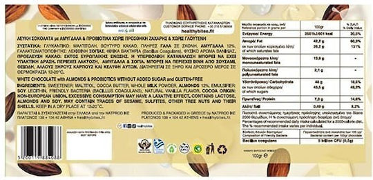 Healthy Bites Chocolate White Sugar-Free 100gr