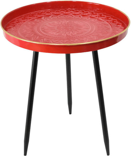 Kaffeetisch Beistelltisch Metall Rote - Schwarze M41xL41xH48cm