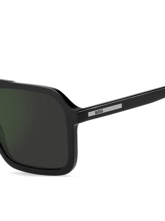 Boss Unisex Sunglasses with Black Horn-Rimmed Frame and Black Lens Boss 1894/S 807/I8