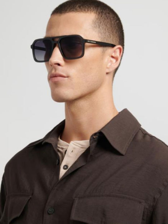 Boss Unisex Sunglasses with Black Horn-Rimmed Frame and Black Lens Boss 1894/S 807/I8
