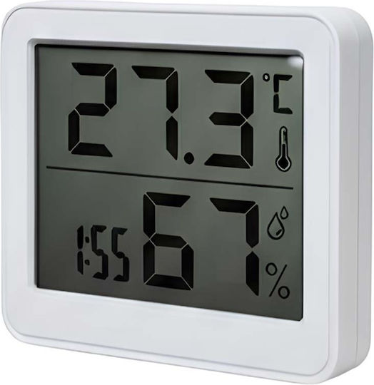 Avizar Digital Indoor Thermometer Hygrometer 3v Compact Lcd Screen White