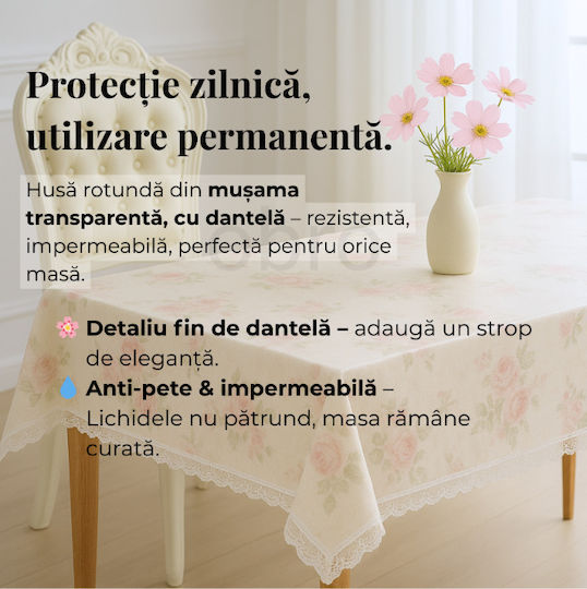 Τραπεζομάντηλο με Δαντέλα Αλέκιαστο Διάφανο 130x180εκ.