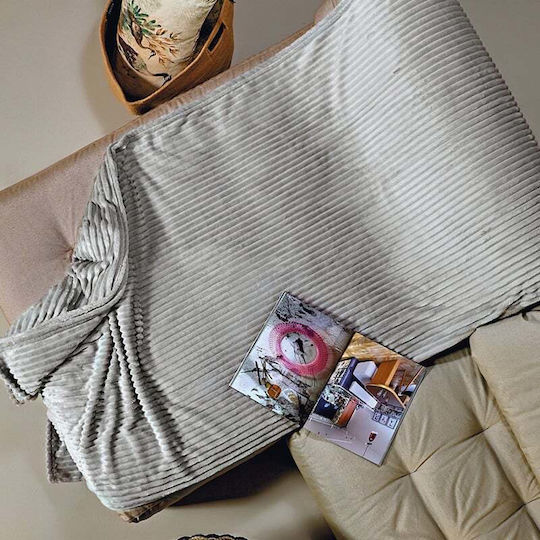 Kentia Sergio Sofa Throw 2 Seater Fleece 180x250cm 22 Gray 000072920