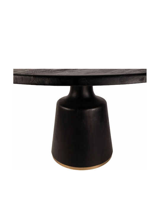Rotund Masă Sala de mese din Lemn Masiv Black, Gold 150x150x77buc