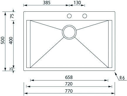 Sanitec 15223 Ένθετος Inox Μ77xΠ50cm Ασημί
