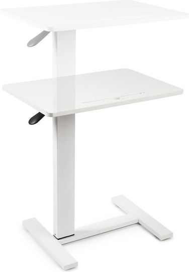 Măsuță Reglabilă pe Înălțime cu Ridicare Pneumatică și Roți – Blat de 60x40 Cm Înălțime 66–90 Cm Măsuță Laterală Pat Canapea Onuvio Alb