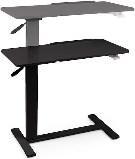 Height-adjustable Table Pneumatic Lift 80x40 Cm Two-part Top Tiltable + Foldable Storage Wheels 66–90 Cm C-shaped Base Bed Sofa Onuvio Black