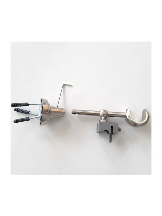 Import Hellas Metallic Curtain Pole No1 Single Diameter 25mm Length 200cm Nickel Matte