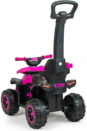 BabyMix Mega Quad Mașină Ride On Cu Mâner Pentru Părinți Pentru 12+ Luni Cu Sunete Roz