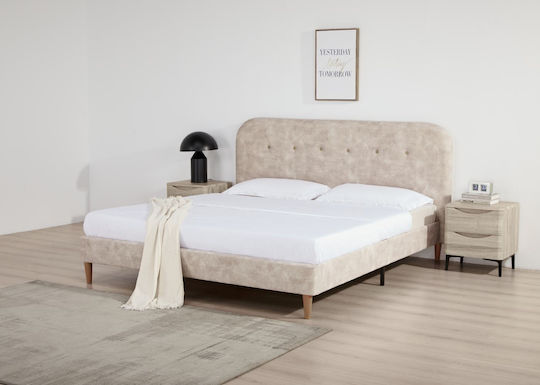 Κρεβάτι King Size για Στρώμα 187x208cm Εκρού