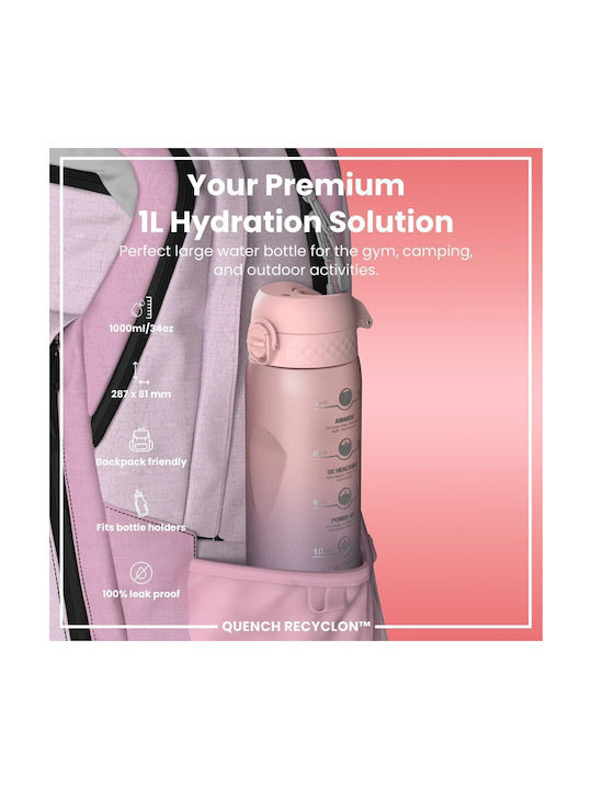 Ion8 Quench Water Bottle Plastic Bike 1000ml Pink