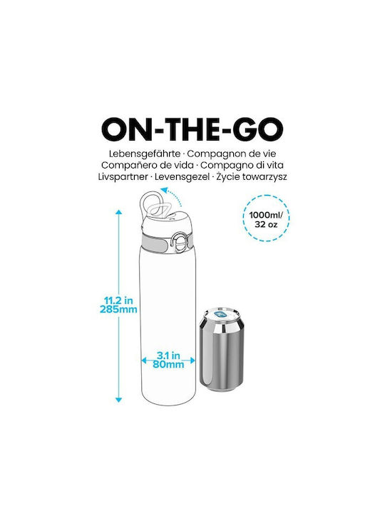 Ion8 Plastic Water Bottle 1000ml Pink