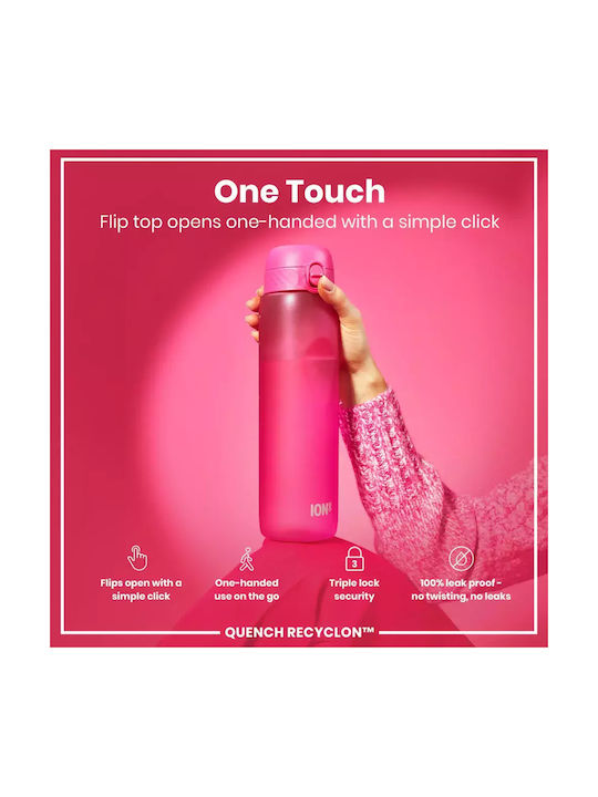 Ion8 Plastic Water Bottle 1000ml Pink