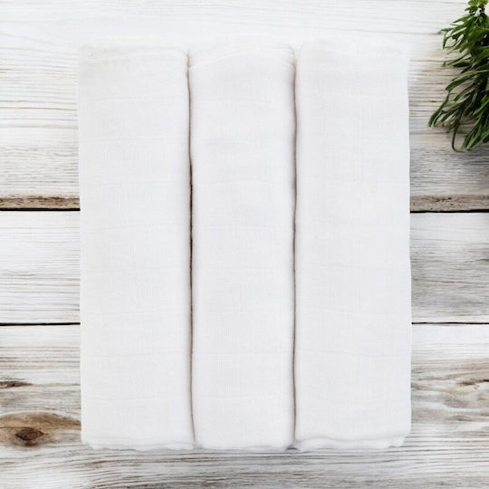 Petite & Mars Baby Burp Cloth Alb 68x68εκ. 3buc