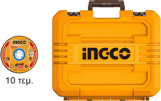 Ingco CAGLI2120272E Τροχός 125mm Μπαταρίας Brushless με Ρύθμιση Στροφών 2x5Ah