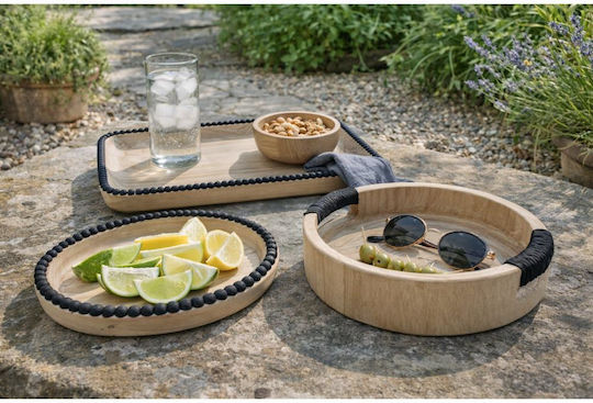 keleman Wooden Round Decorative Tray 30x30x6cm