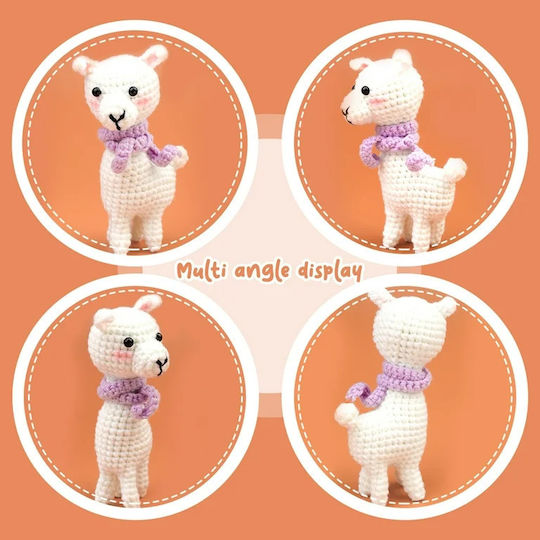 Complete Diy Crochet Set Beginners Advanced Accessories Thread Tools Instructions Included Plush Animal Model Handmade Alpaca White Purple