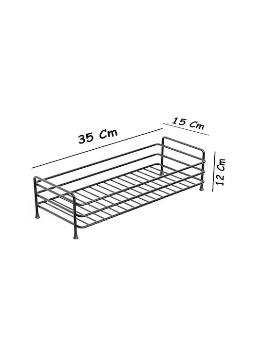 Femmit Metallic Bathroom & Kitchen Shelf 35x15cm – Counter Organizer Makeup Cosmetics Perfumes Creams Jewelry – Matte Black