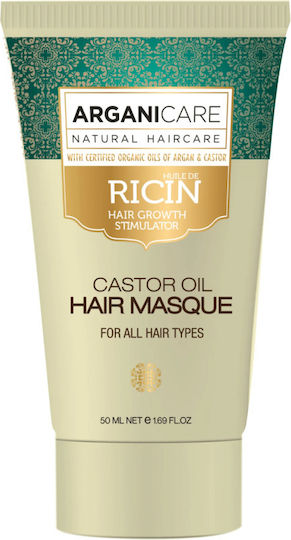 Mască Travel Size Stimulare Creștere Păr Ulei de Ricin Toate Tipurile de Păr Arganicare 50 Ml
