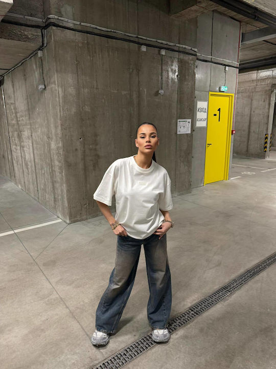 Baumwoll Weiß Damen T-Shirt