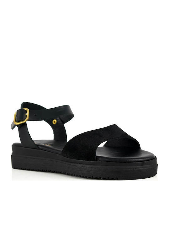 Μαύρα Ανατομικά Flatforms Συνδυασμό Υλικών