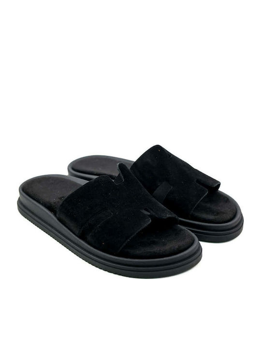 Black Anatomic Flatform Sandals Puzzle Cuts