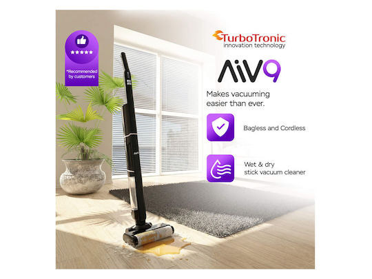 Turbotronic TT-AIV9 Επαναφορτιζόμενη Σκούπα 2 σε 1 Stick & Χειρός 22.2V Μαύρη