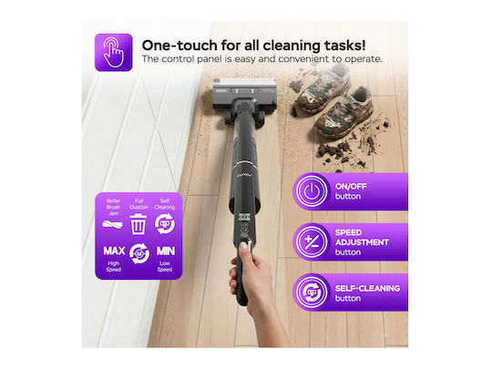Turbotronic TT-AIV9 Επαναφορτιζόμενη Σκούπα 2 σε 1 Stick & Χειρός 22.2V Μαύρη