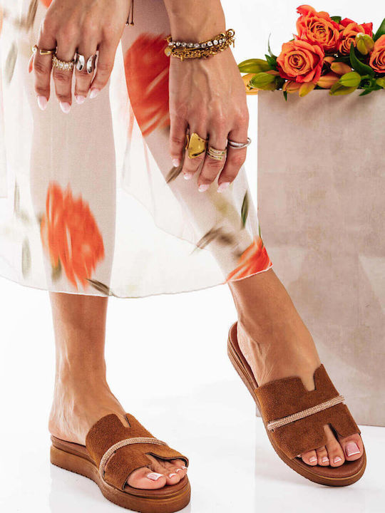 Ταμπά Flatform Παντόφλες Strass Λεπτομέρεια