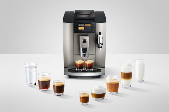 Jura E8 Αυτόματη Μηχανή Espresso 1450W Πίεσης 15bar με Μύλο Άλεσης Midnight Silver 15712