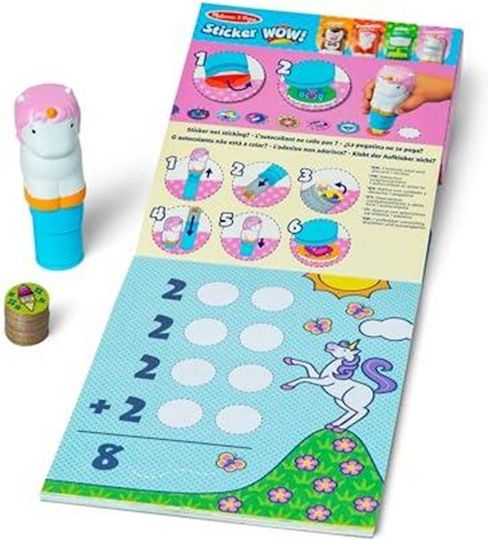 Melissa & Doug Children's Craft Sticker WOW! Activity Book with Sticker Stamp, Unicorn for Children 3 Years Cupcake