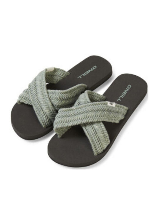 Ditsy Women's Flat Sandals in Green Color