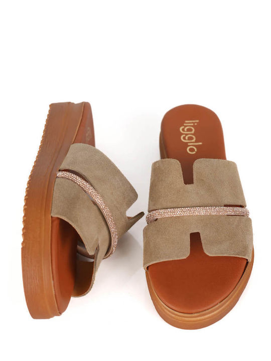 Pantofi Flatform Bej Cu Detaliu Strass