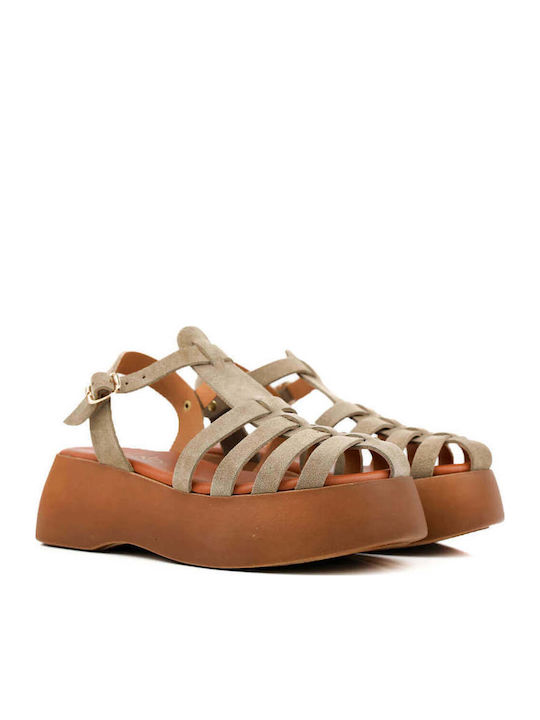 Μπεζ Gladiator Flatforms Πολλαπλά Λουριά