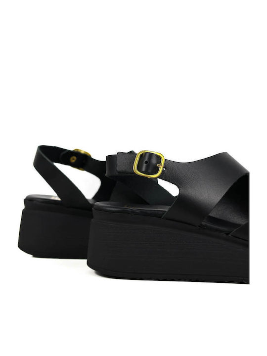 Μαύρα Flatforms Διπλό Λουρί Ρυθμιζόμενη Φτέρνα