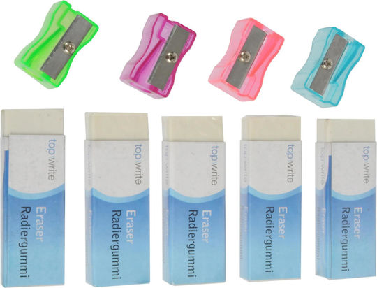 Topwrite 9-piece Eraser Sharpener Pencil Sharpener Set