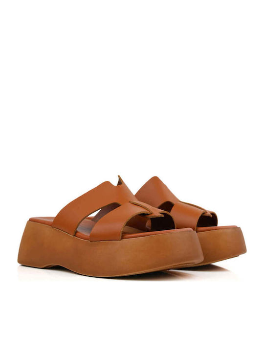 Ταμπά Flatform Παντόφλες Διπλό Δερμάτινο Λουρί